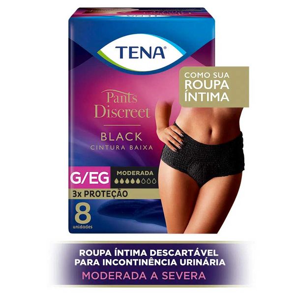 Roupa Íntima Descartável Tena Pants Discreet Black G/eg 8 Unidades