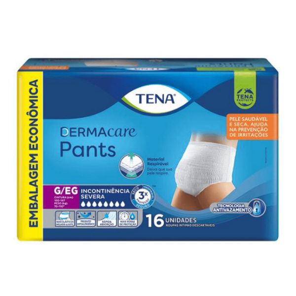Roupa Íntima Descartável Tena Pants Dermacare G/ Eg 16 Unidades