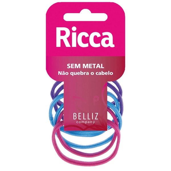 Elástico De Cabelo Ricca Sem Metal Colors 6 Unidades