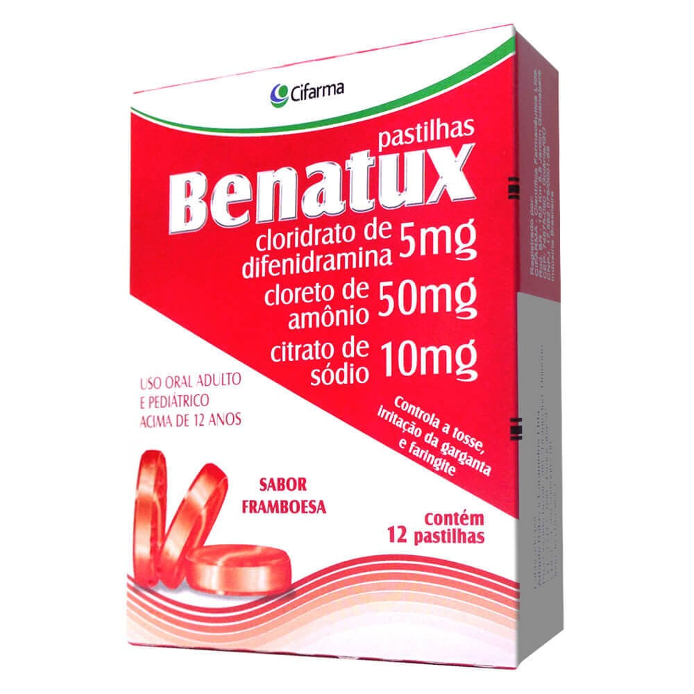 Benatux Framboesa 5mg/50mg/10mg 12 Pastilhas
