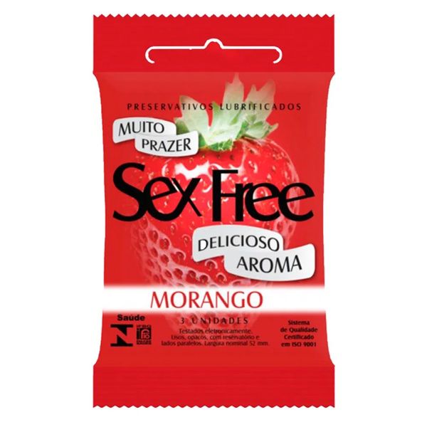 Preservativo Sex Free Morango 3 Unidades