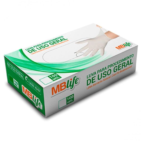 Luva Latex Mblife Com Talco G 100 Unidades