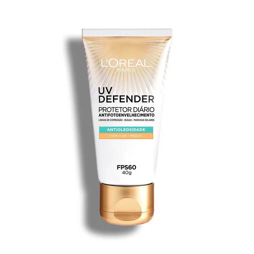 Protetor Solar Facial Loréal Uv Defender Antioleosidade Cor Média Fps60 40g
