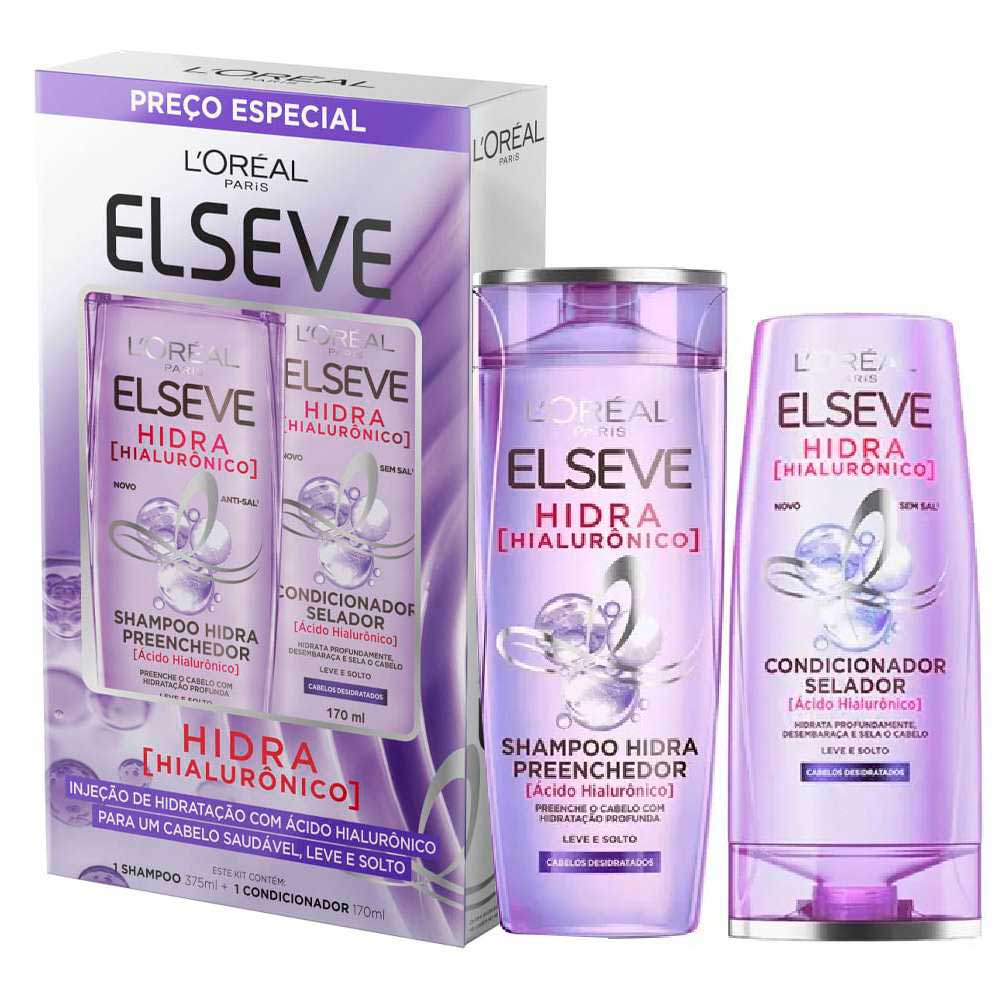 Kit Shampoo Hidra Hialurônico Elseve 375ml + Condicionador 170ml