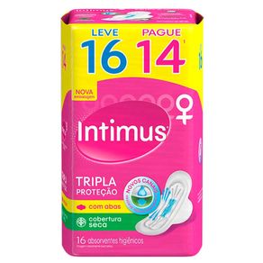 Absorvente Intimus Tripla Proteção Seca Com Abas 16 Unidades