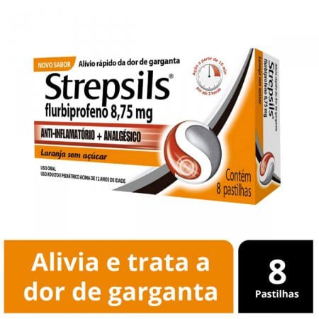 Strepsils Laranja 8,75mg 8 Pastilhas