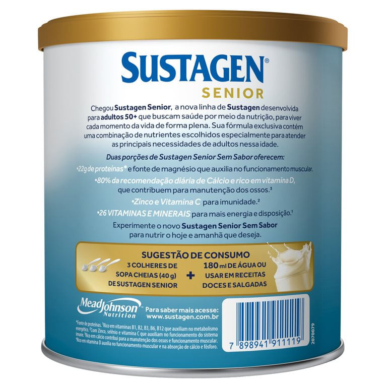 Sustagen Senior 50+ Sem Sabor 370g - Imagem 2
