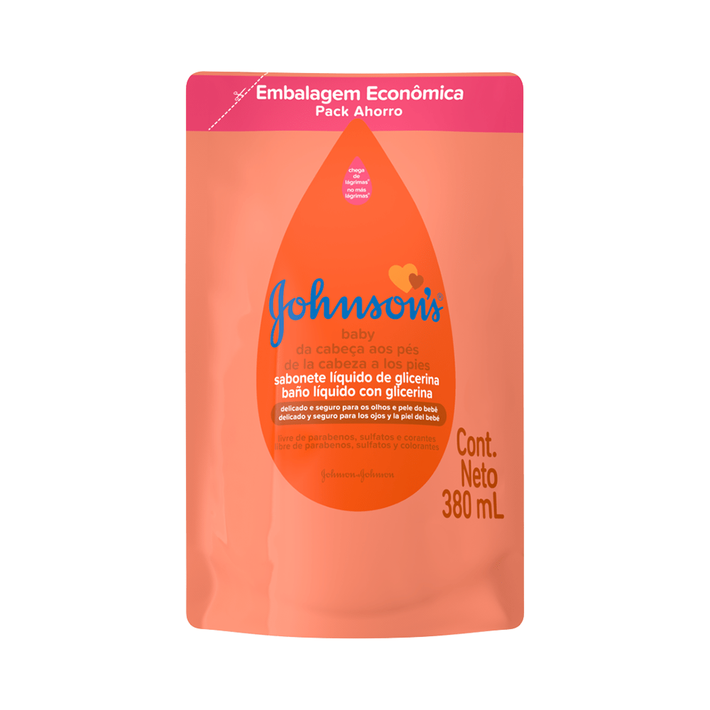 Sabonete Liquido Infantil J&j Cabeca Aos Pes Glicerina Refil 380ml