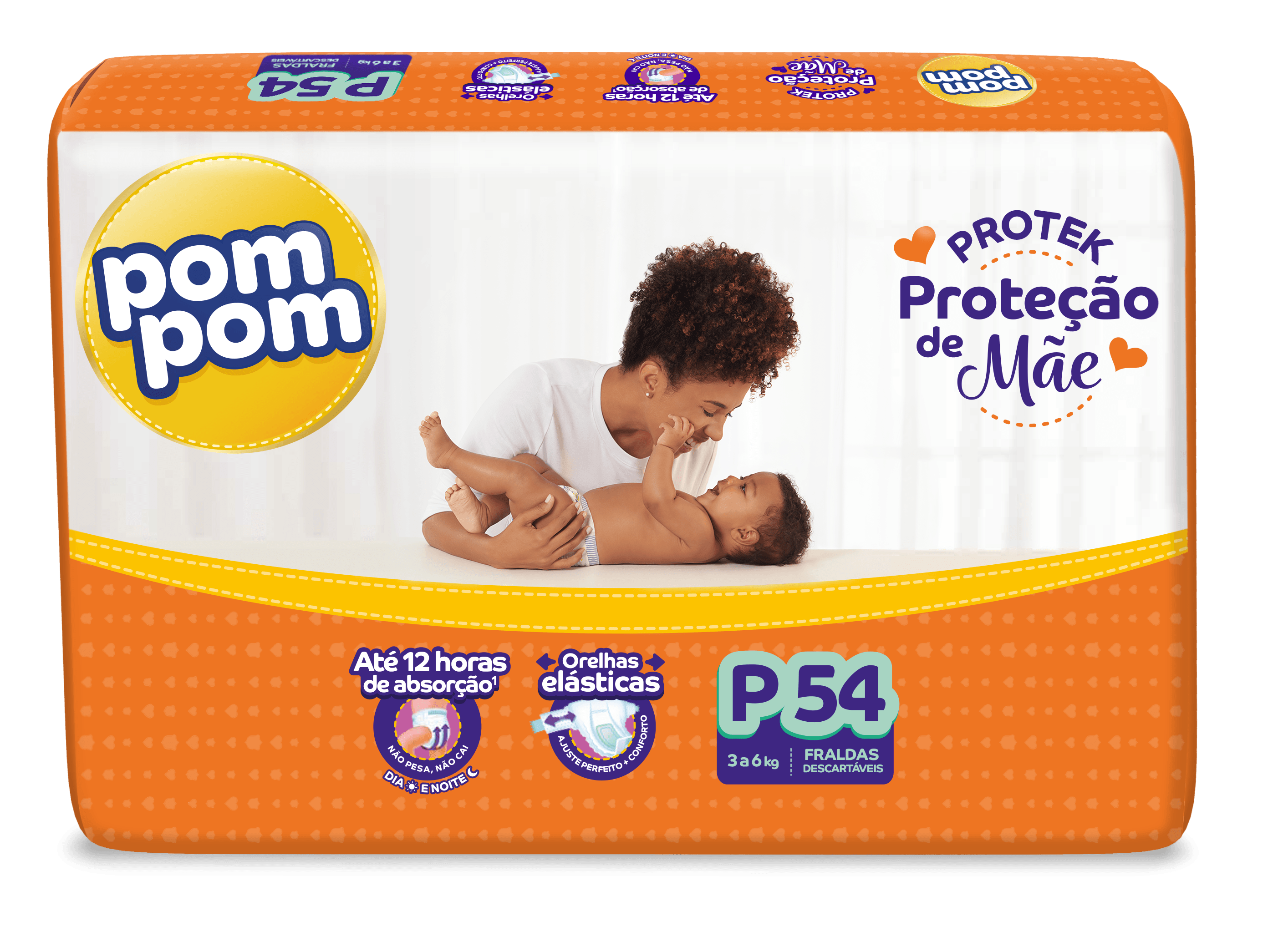 Fralda Derma Protek Mega Pom Pom P 54 Unidades