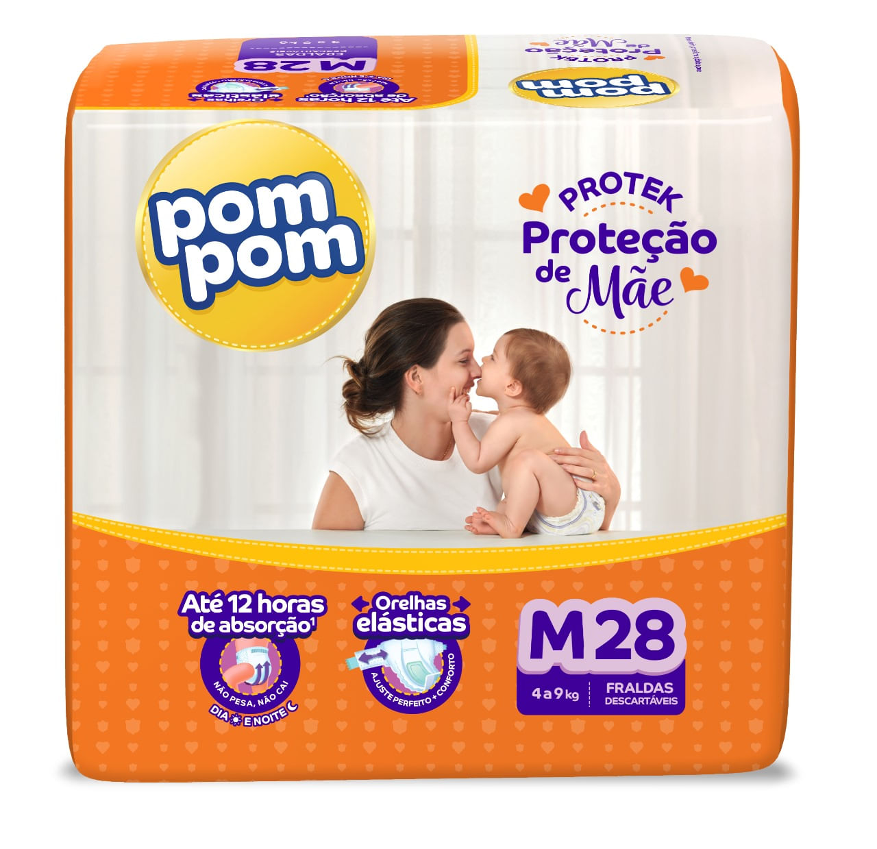 Fralda Pom Pom Derma Protek M 28 Unidades