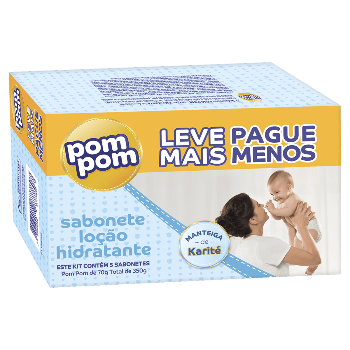 Sabonete Em Barra Infantil Pom Pom Loção Hidratante 5 Unidades De 70g