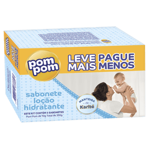 Sabonete Em Barra Infantil Pom Pom Loção Hidratante 5 Unidades De 70G