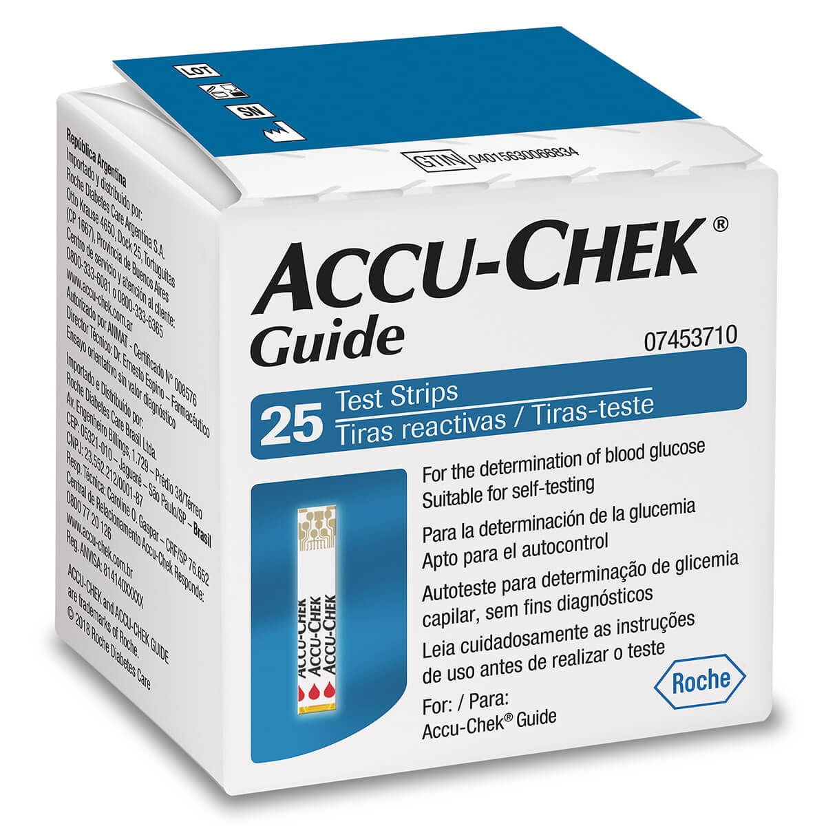 Tiras Medidoras De Glicose Accu-chek Guide 50 Unidades