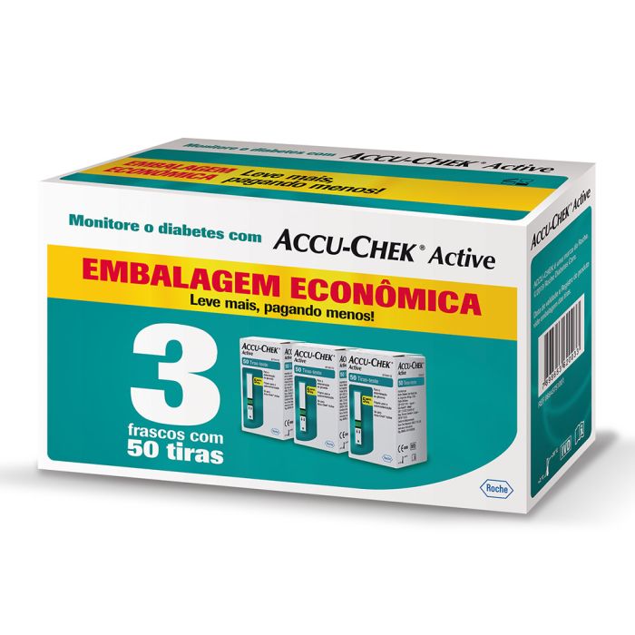 Tiras Medidoras De Glicose Accu-chek Active 3 Frascos De 50 Unidades