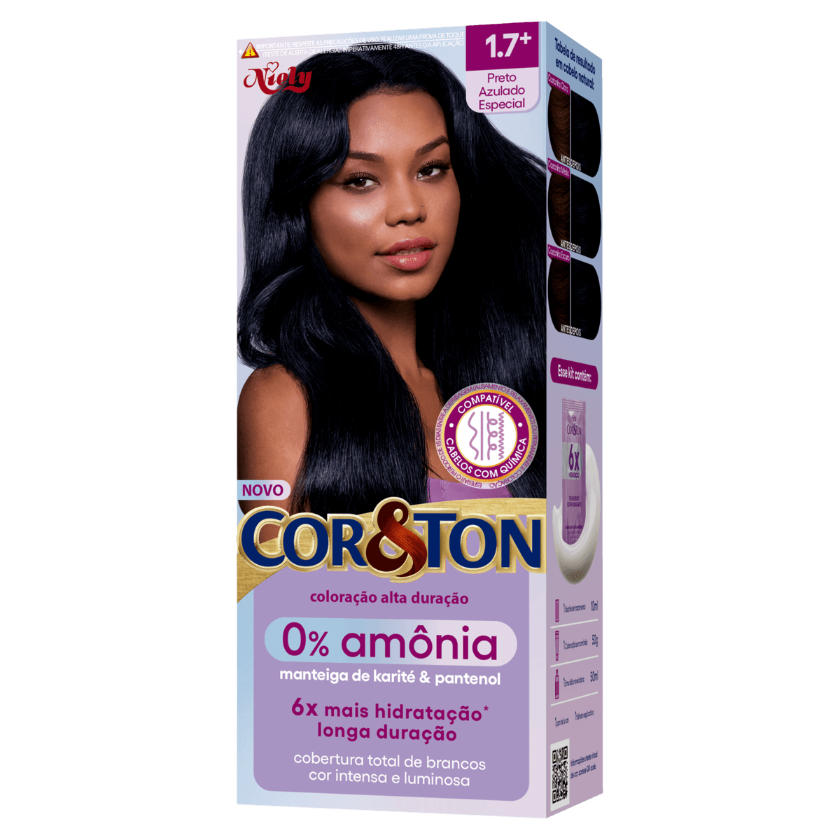 Tintura Cor Ton 0% Amonia 1.7 Preto Azulado