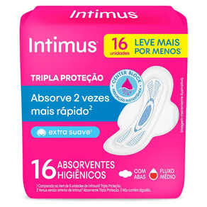 Absorvente Intimus Tripla Proteção Suave Com Abas 16 Unidades