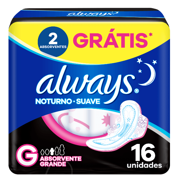 Absorvente Always Noites Tranquilas Suave Com Abas 16 Unidades