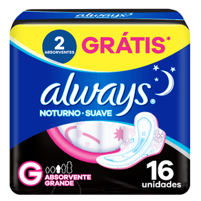 Absorvente Always Noites Tranquilas Suave Com Abas 16 Unidades