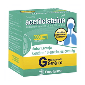 Acetilcisteína 600Mg Granulado 16 Envelopes De 5G Eurofarma