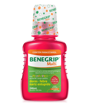 Benegrip Multi Pediátrico Sabor Frutas Vermelhas Solução Oral 240ml