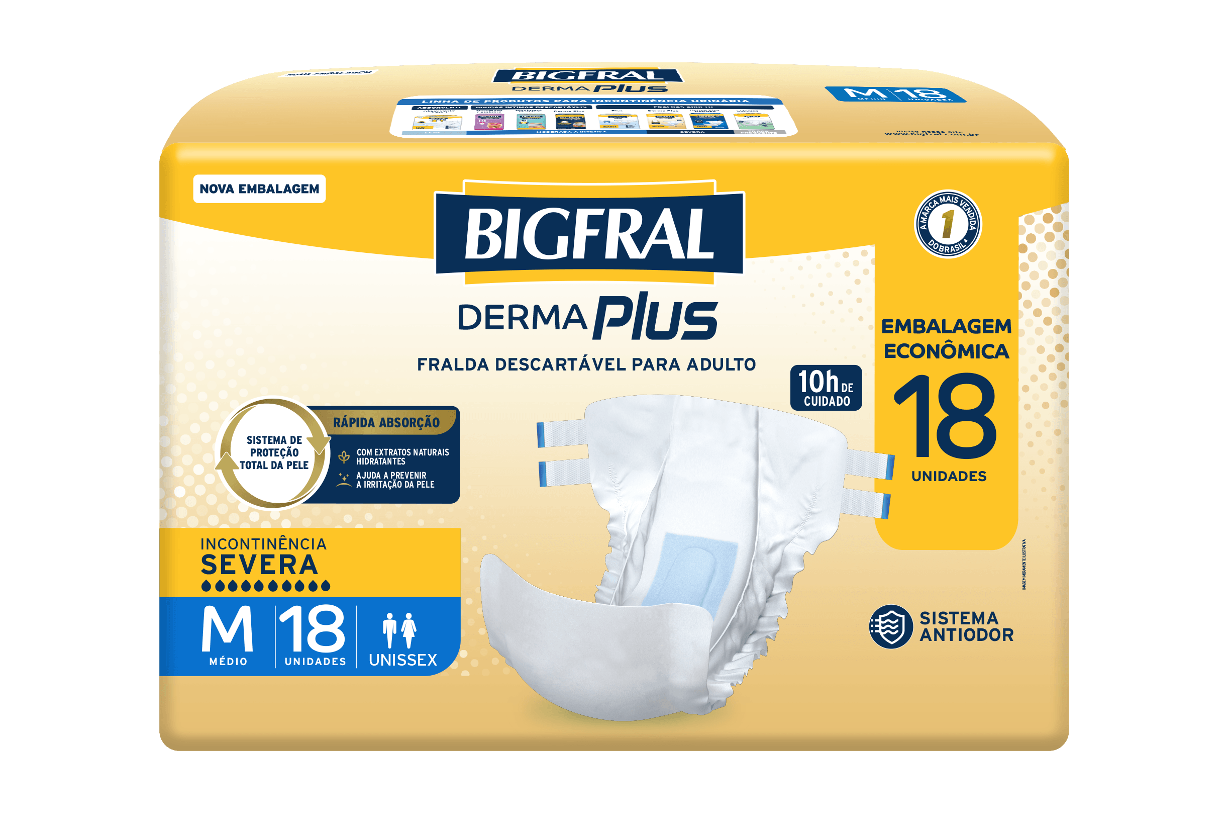 Fralda Geriátrica Bigfral Derma Plus Economica M 18 Unidades