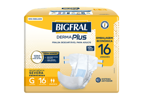 Fralda Geriátrica Bigfral Derma Plus G 16 Unidades