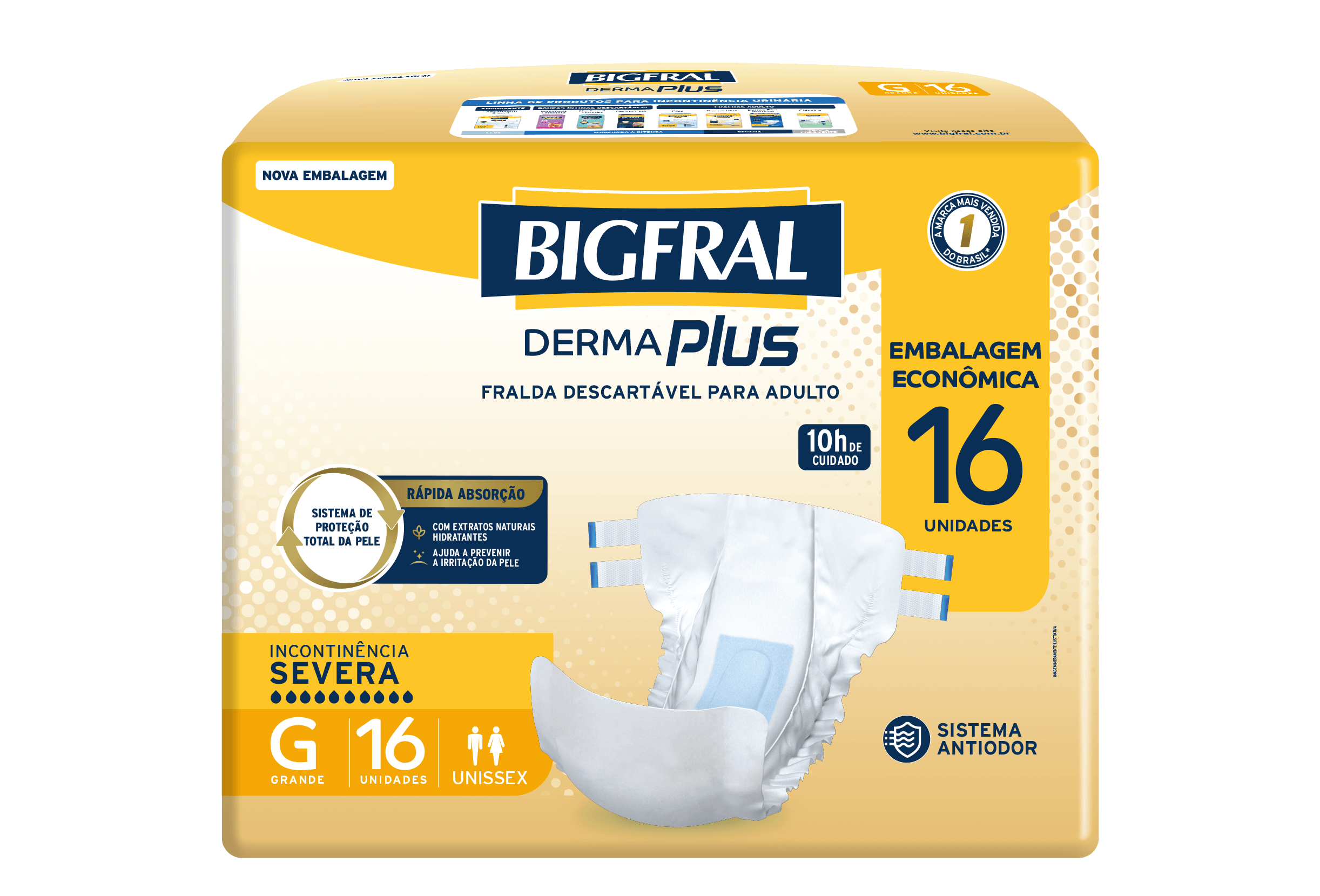 Fralda Geriátrica Bigfral Derma Plus G 16 Unidades