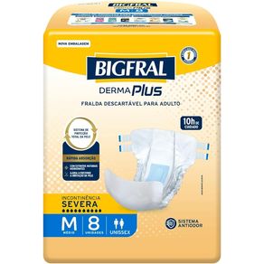 Fralda Geriátrica Bigfral Derma Plus M 8 Unidades preço