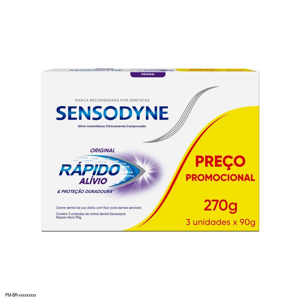 Creme Dental Sensodyne Rápido Alívio 3 Unidades De 90g