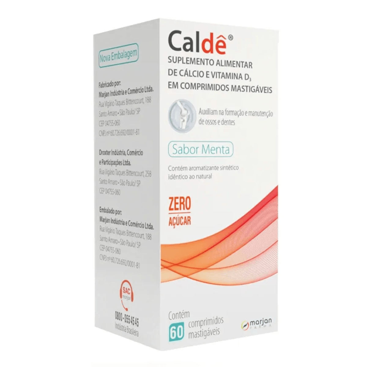 Calde Sabor Menta 60 Comprimidos Mastigáveis