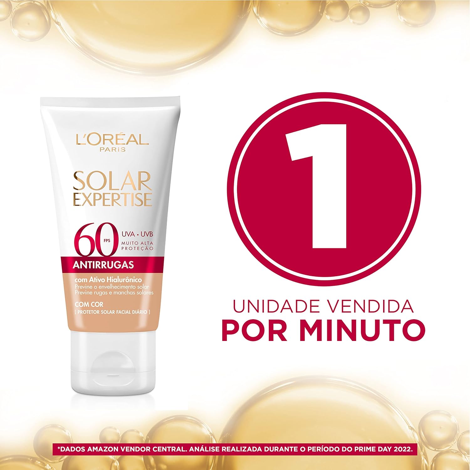 Protetor Solar Facial L'oréal Expertise Antirrugas Fps60 Com Cor 40g - Imagem 3
