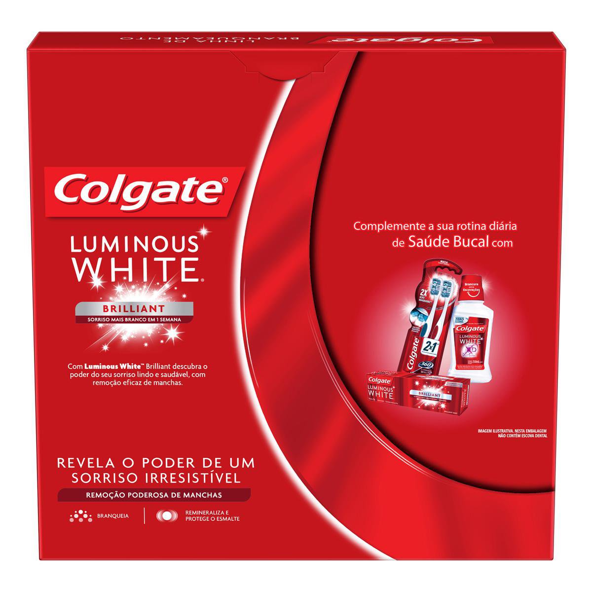 Kit Creme Dental Colgate Luminous White 3 Unidades 70g + Enxaguante Bucal 250ml - Imagem 5