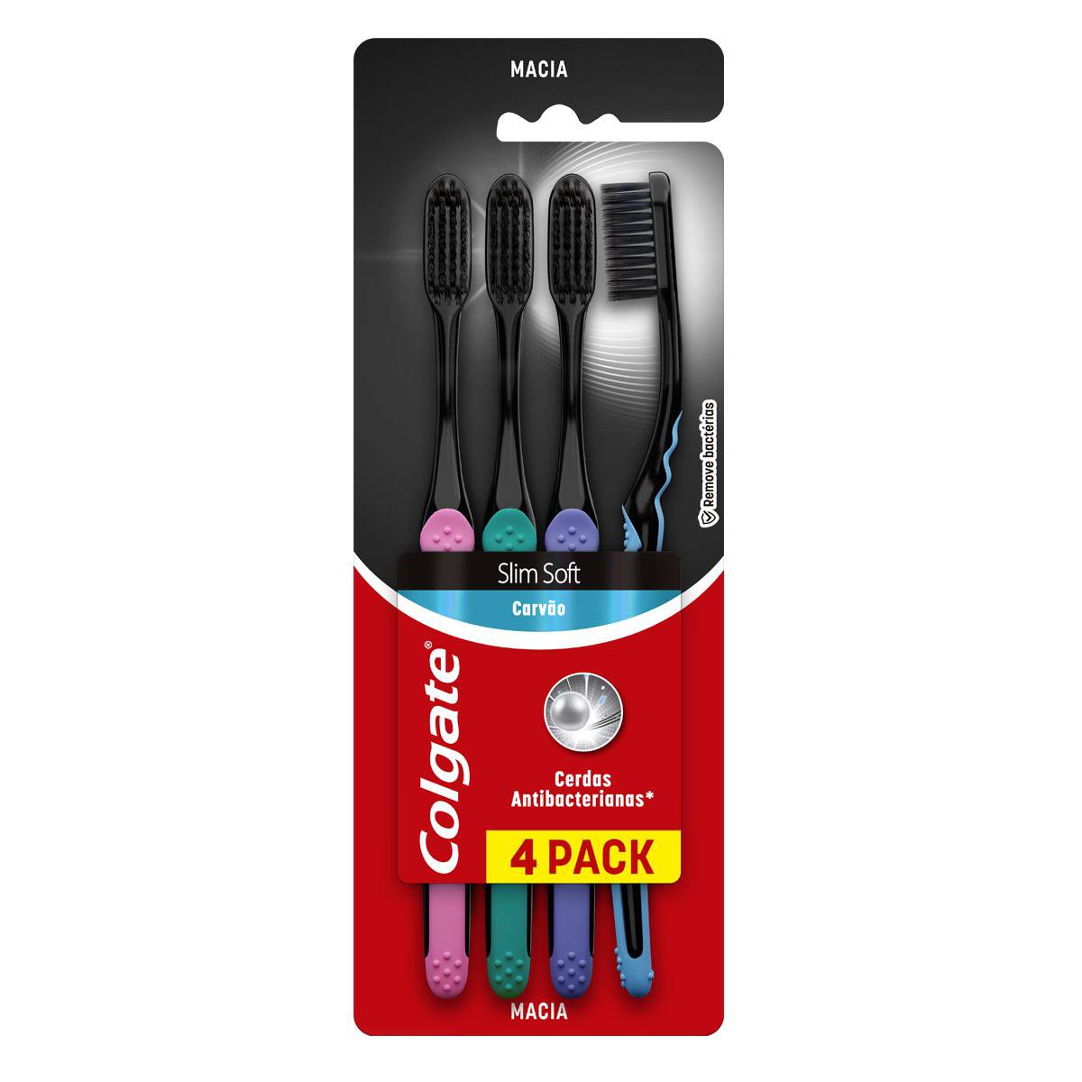Escova Dental Colgate Slim Soft Black 4 Unidades