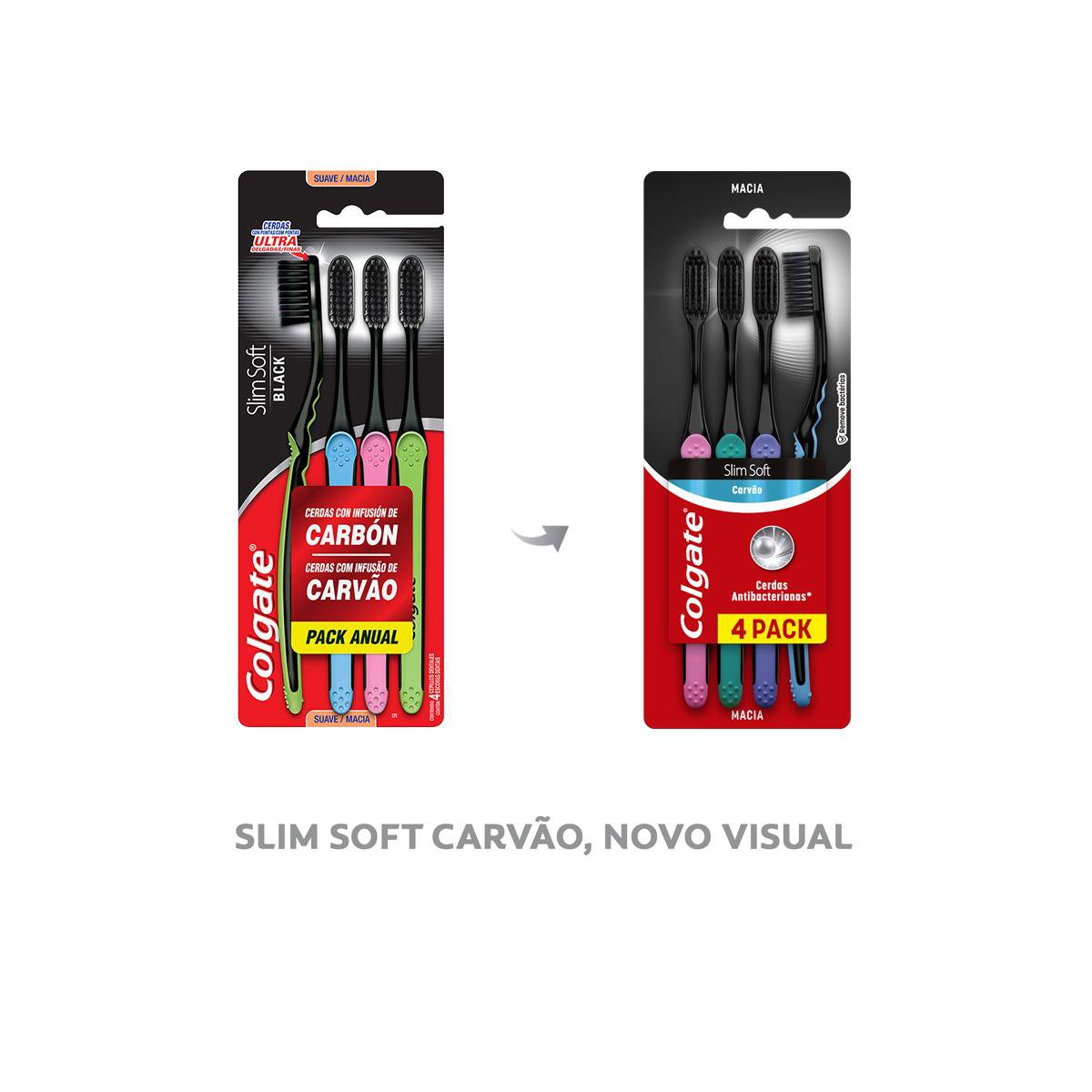 Escova Dental Colgate Slim Soft Black 4 Unidades - Imagem 4