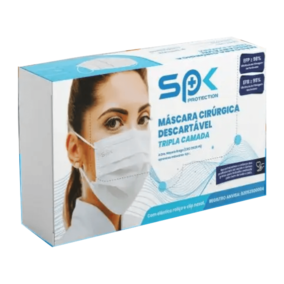 Máscara Descartável Spk Tripla Camada Com Elástico 50 Unidades