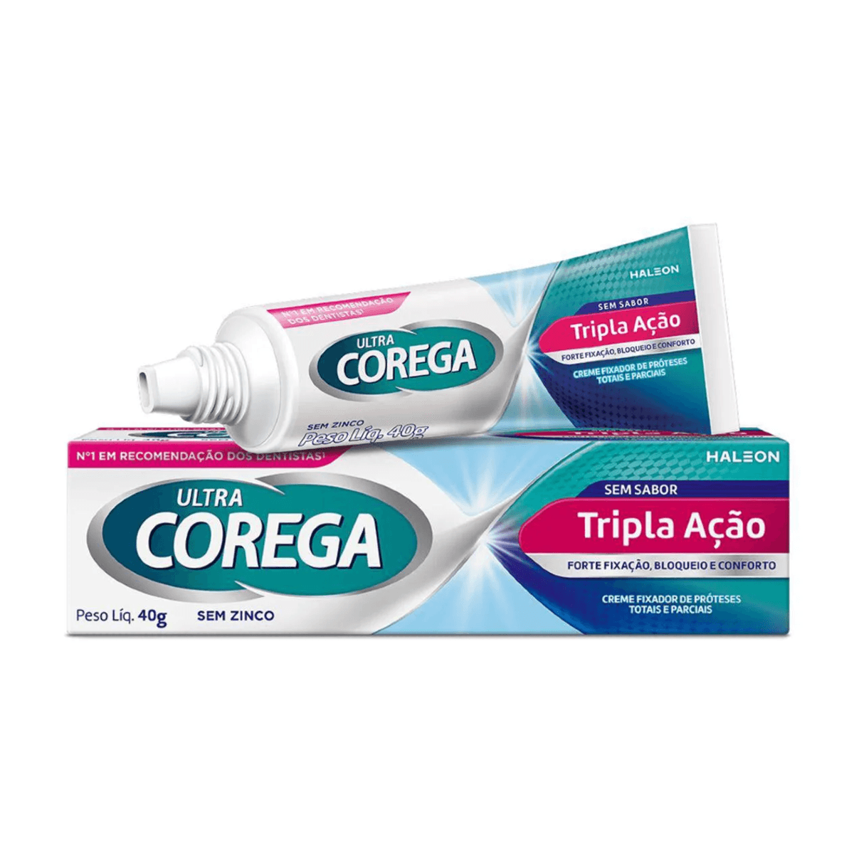 Creme Fixador De Dentadura Ultra Corega Tripla Ação Sem Sabor 40g - Imagem 2