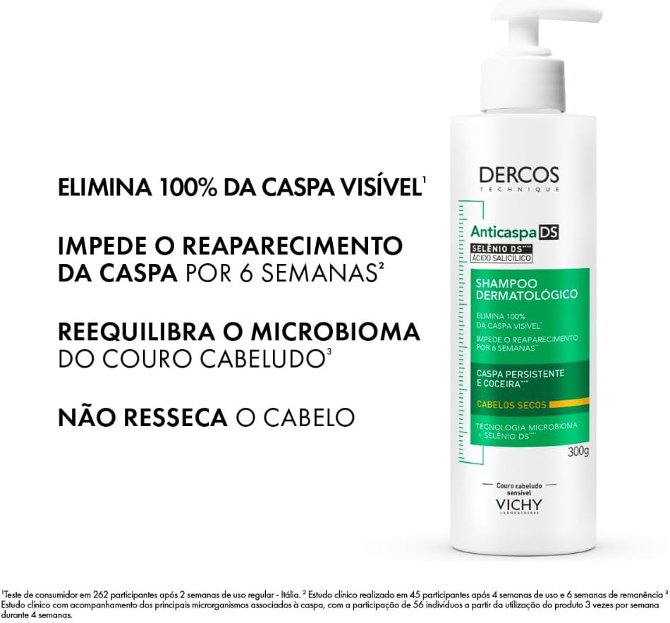 Shampoo Anticaspa Dercos Vichy Cabelos Secos 300g - Imagem 4