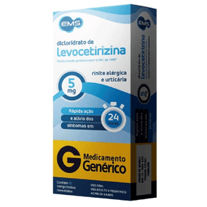 Dicloridrato De Levocetirizina 5Mg 10 Comprimidos Revestidos Ems Genérico