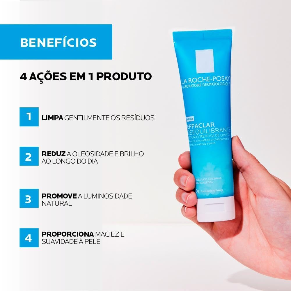 Espuma De Limpeza Facial Cremosa La Roche-posay Effaclar Reequilibrante 100g - Imagem 5