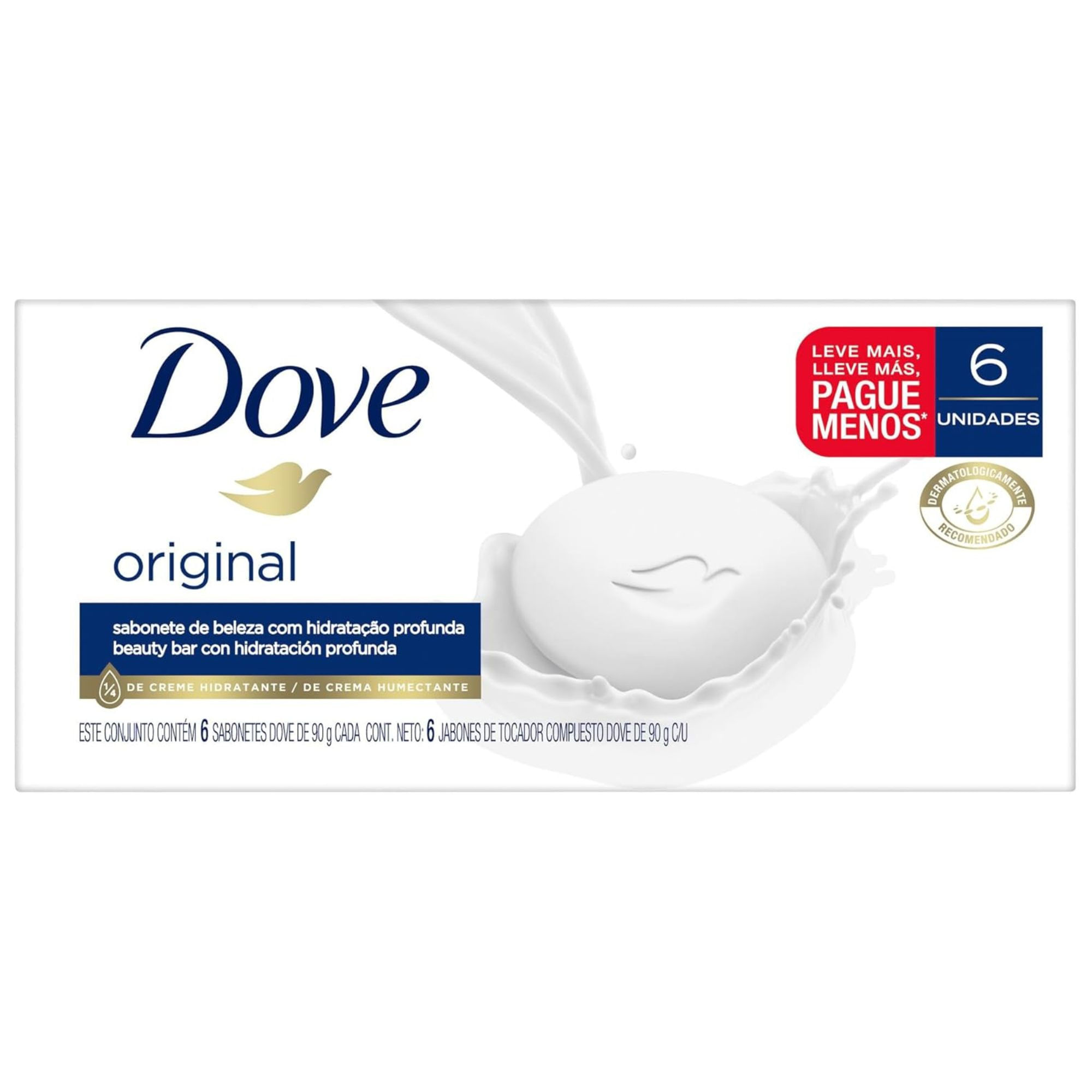 Sabonete Em Barra Dove Original 6 Unidades De 90g