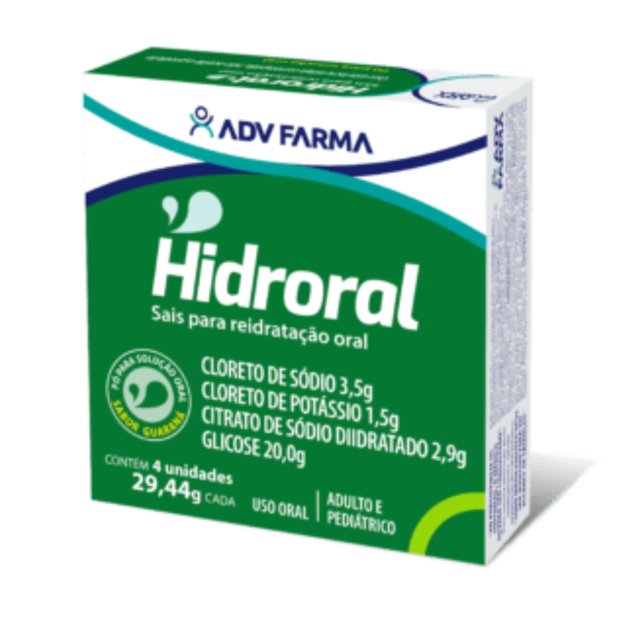 Hidroral Solução Oral Sabor Guaraná 4 Envelopes 29,44g