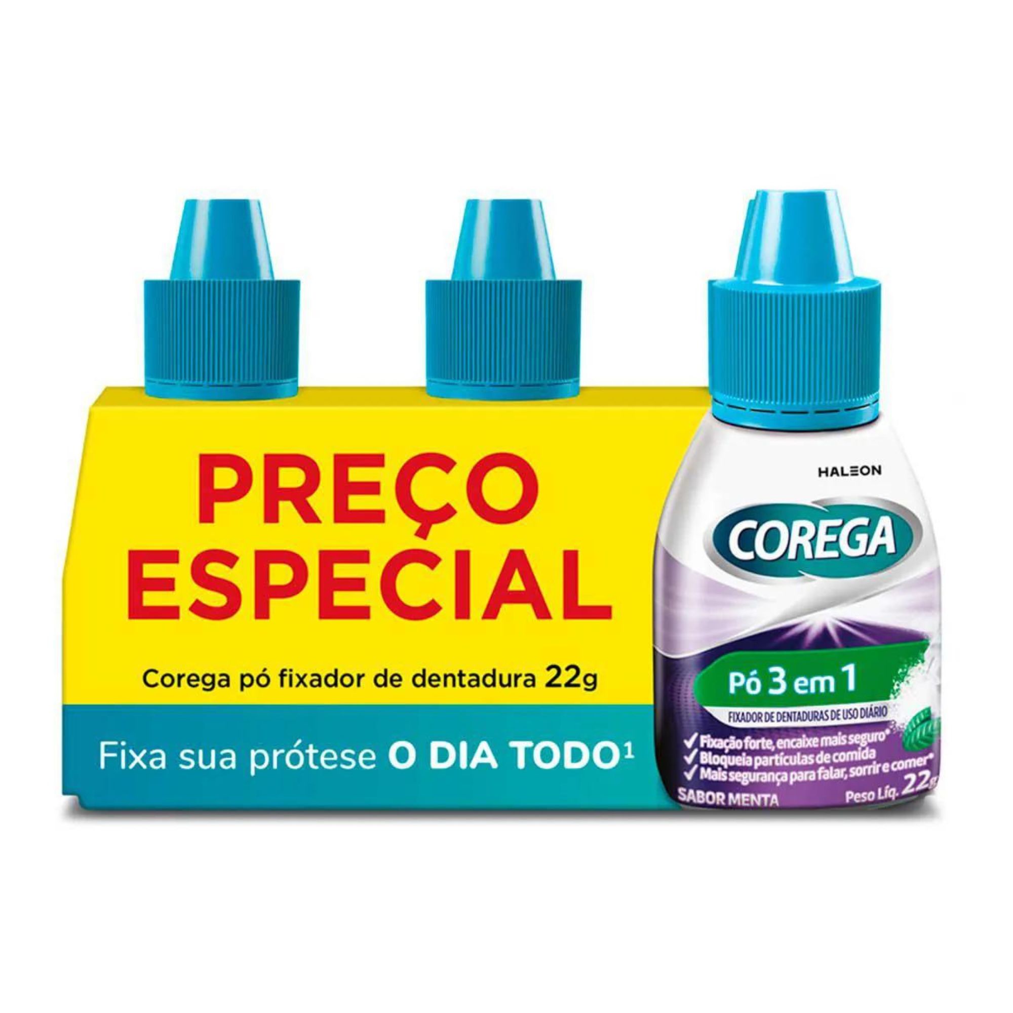 Kit Pó Fixador De Dentadura Corega 3 Unidades 22g
