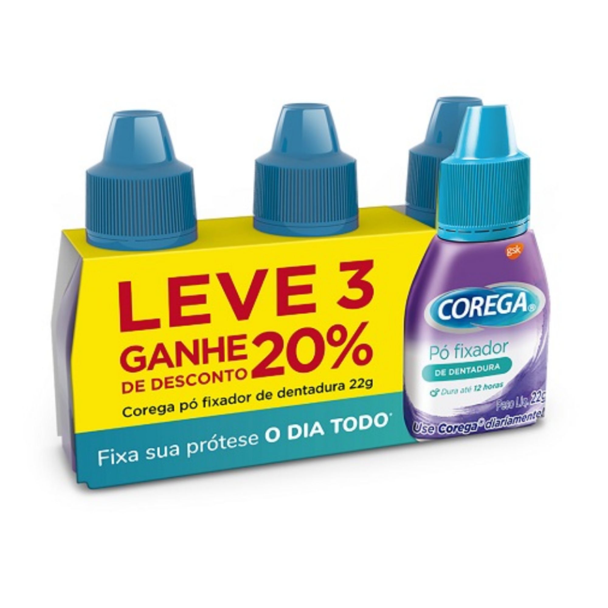 Kit Pó Fixador De Dentadura Corega 3 Unidades 22g - Imagem 2