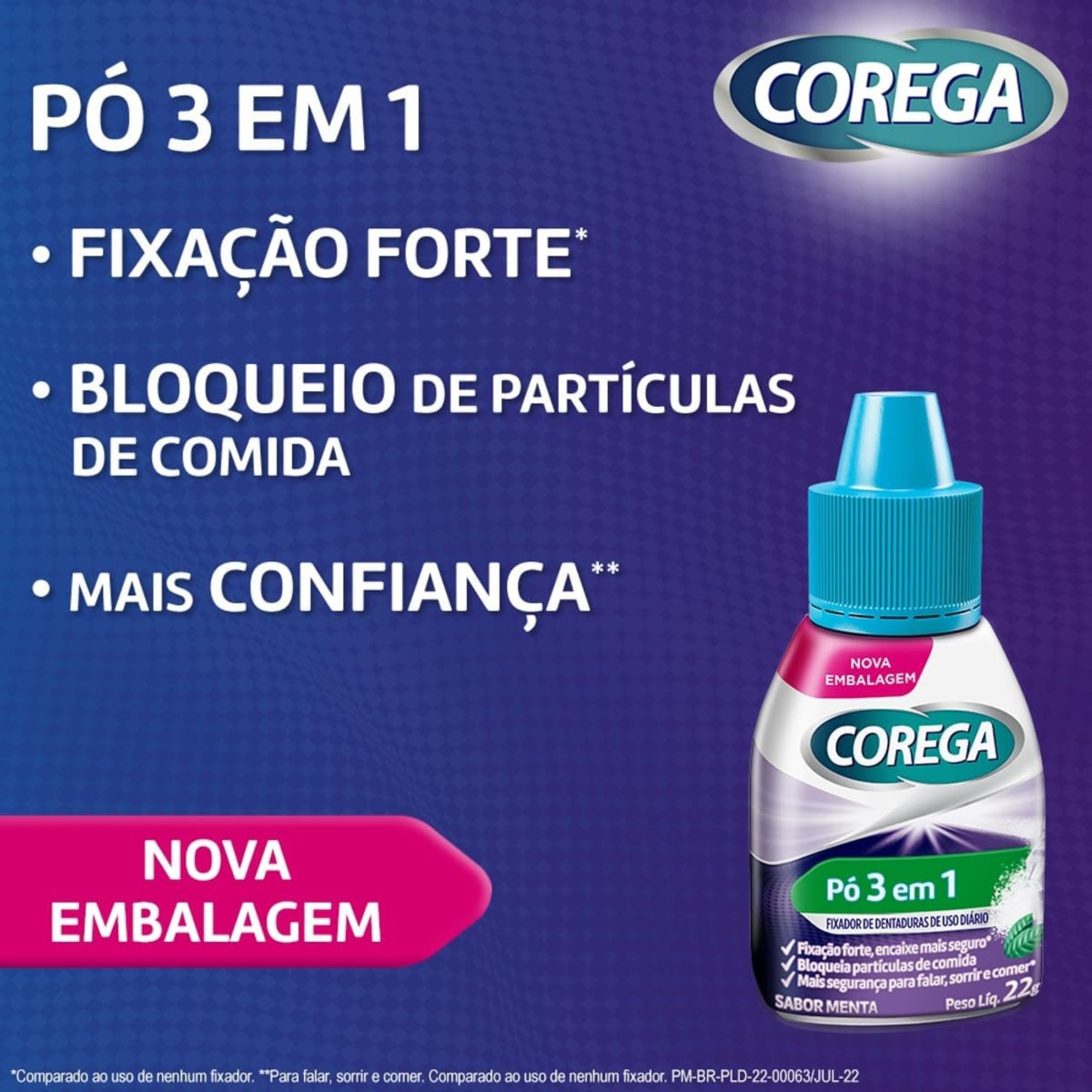 Kit Pó Fixador De Dentadura Corega 3 Unidades 22g - Imagem 5