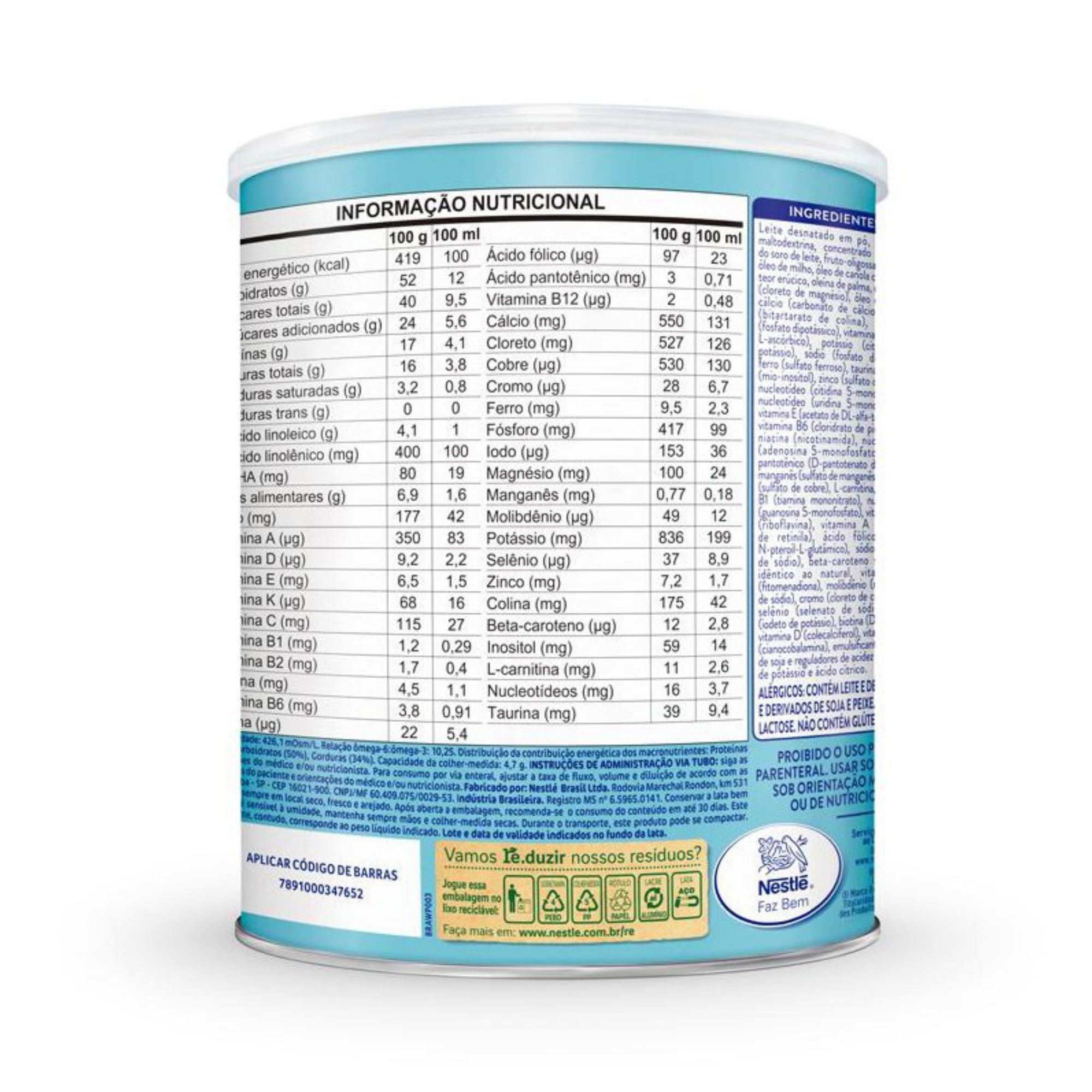 Suplemento Alimentar Infantil Nestlé Ascenda Sem Sabor 800g - Imagem 3