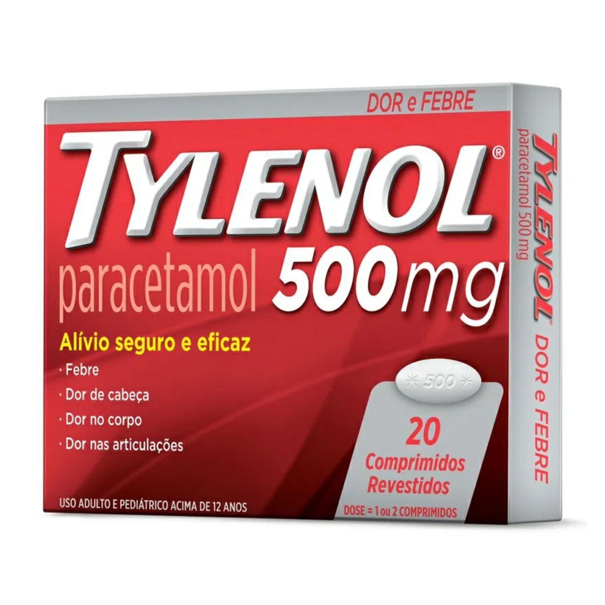 Tylenol 500mg 20 Comprimidos Revestidos