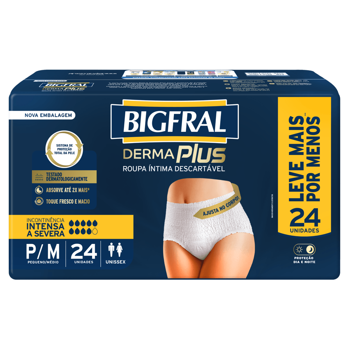 Roupa Íntima Bigfral Derma Plus P/m 24 Unidades