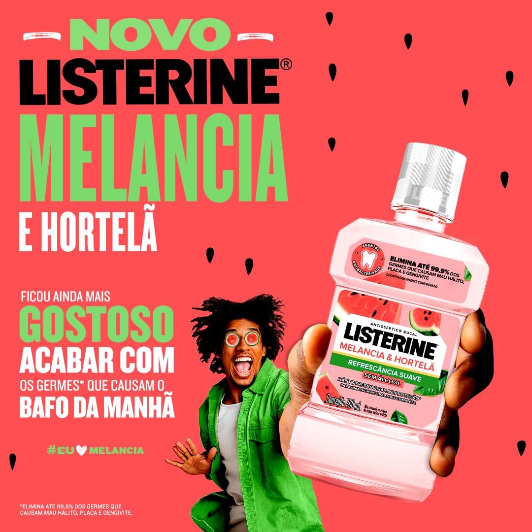 Enxaguante Bucal Listerine Melancia & Hortelã Sem Álcool 250ml - Imagem 4