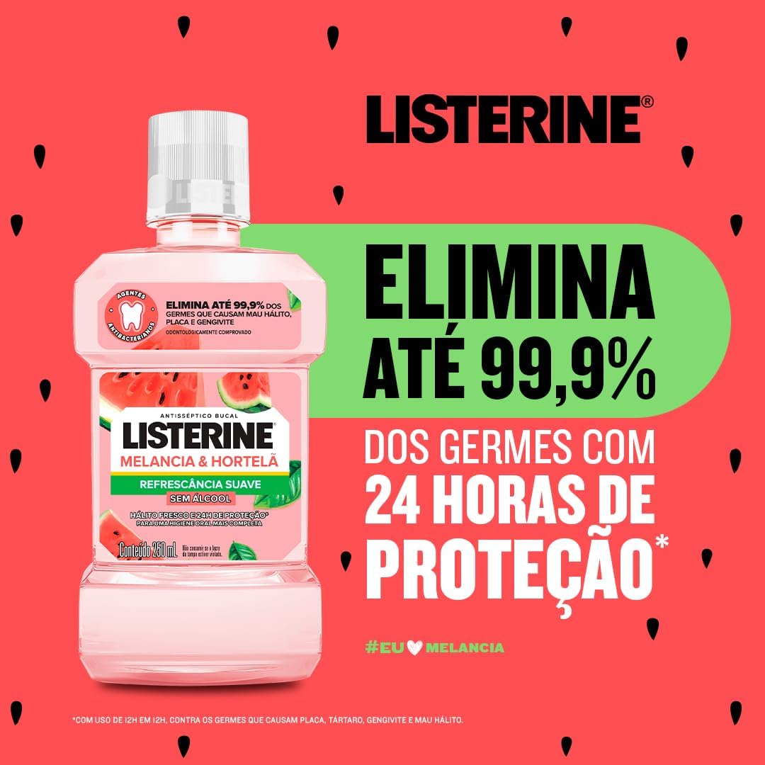 Enxaguante Bucal Listerine Melancia & Hortelã Sem Álcool 250ml - Imagem 5