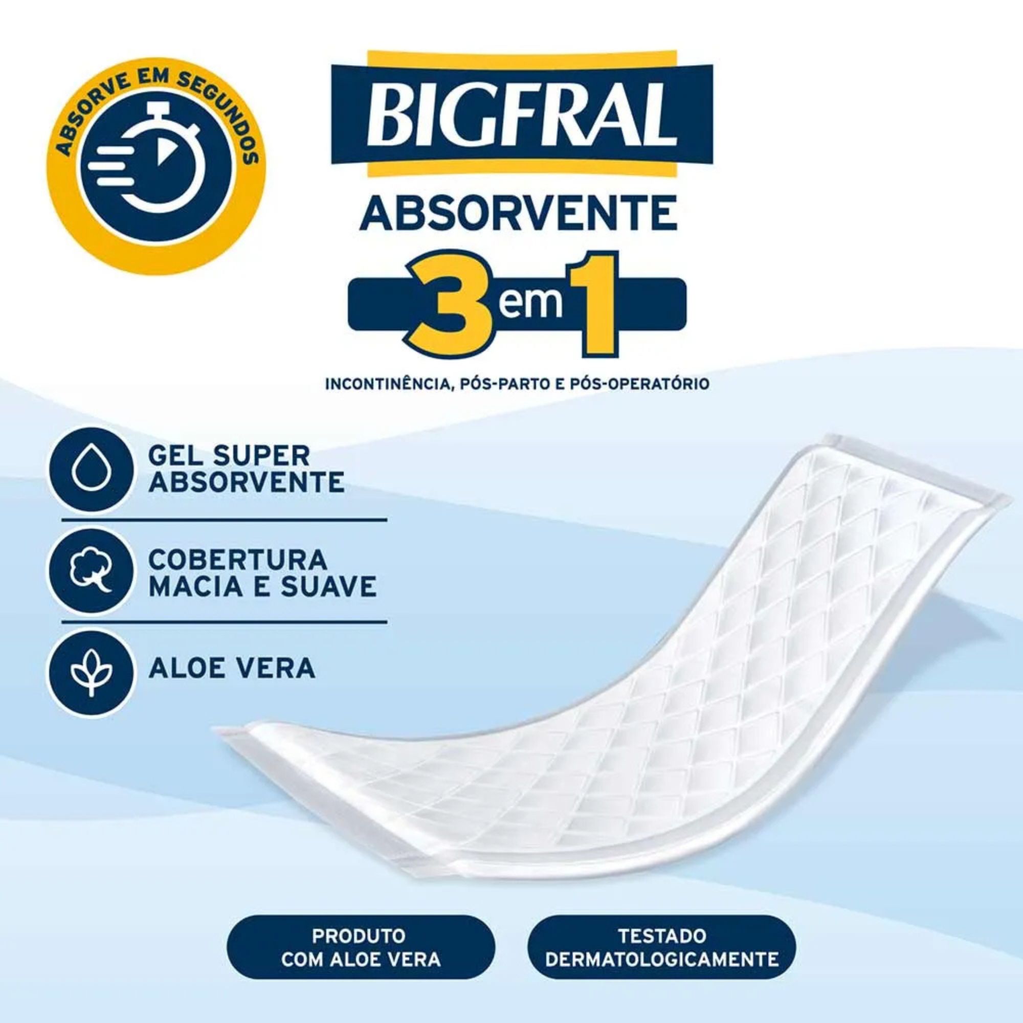 Absorvente Geriátrico Bigfral 3 Em 1 Unissex Leve 20 Unidades - Imagem 2